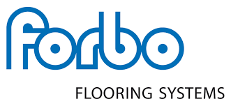 The image shows the Forbo Flooring Systems logo. The word "Forbo" is stylized in blue letters with rounded edges, and "FLOORING SYSTEMS" is written below in black capital letters.